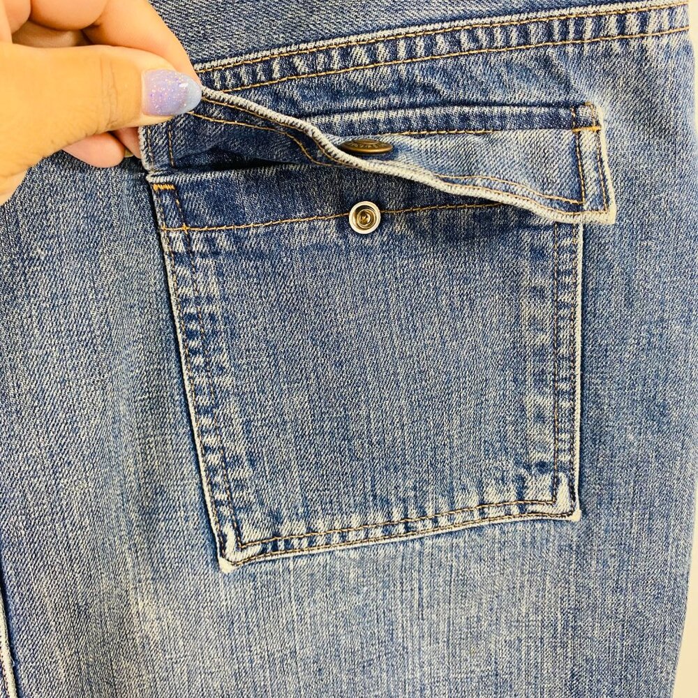 Vintage GAP Denim  Utility Skirt Womens 16 Blue Pockets Slit Made In USA Y2K 90s - Picture 10 of 10